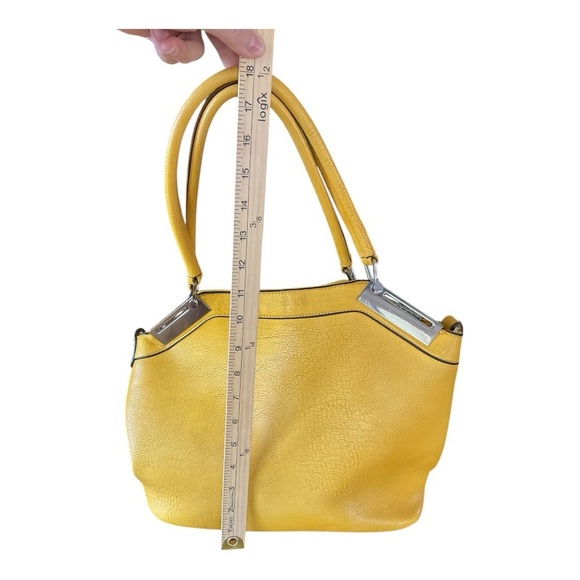 Black Rivet Yellow Faux Leather Shoulder Bag - Picture 9 of 10